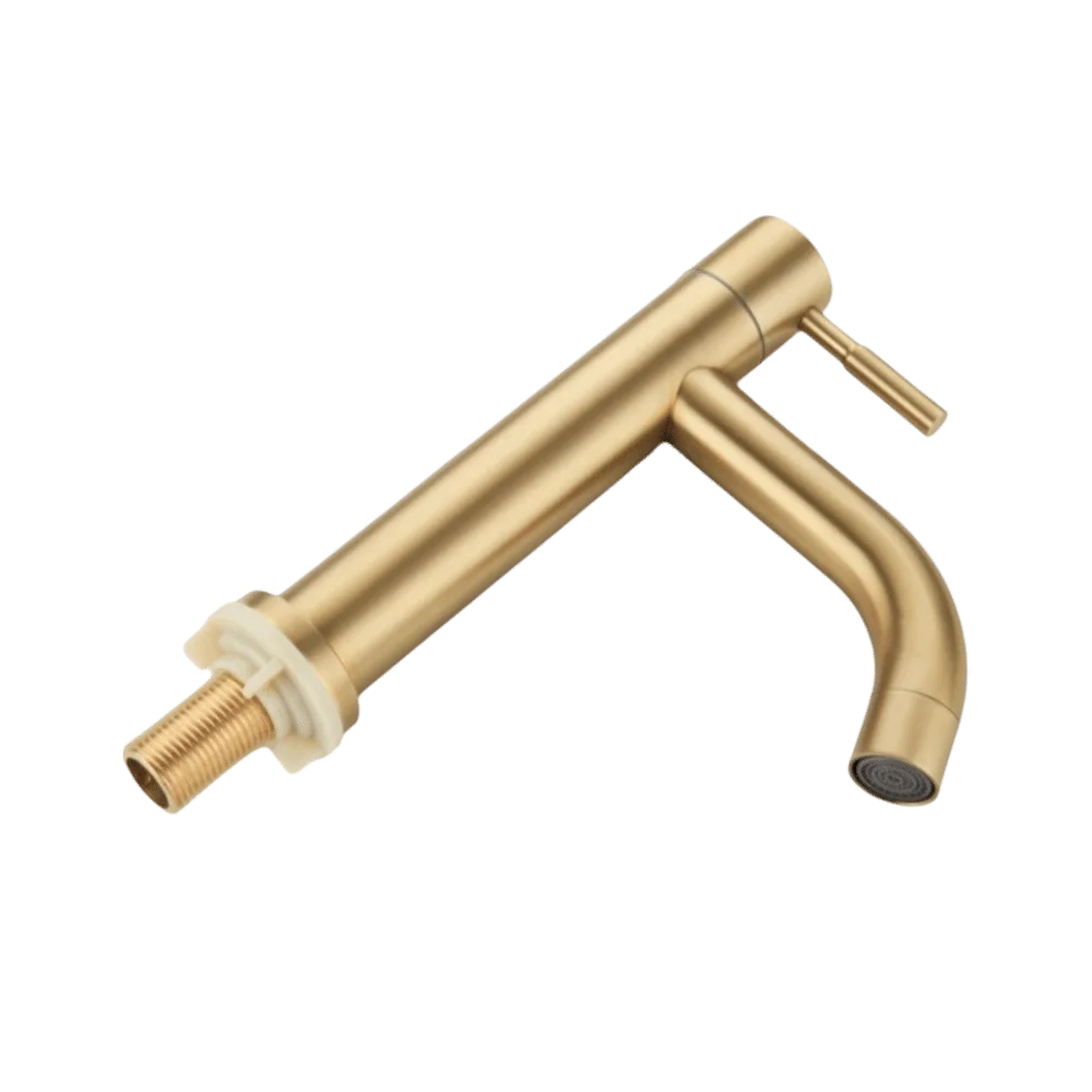 

Смеситель для раковины, смеситель для раковины в ванной комнате, настенный матовый золотой кран из нержавеющей стали, поворотный переключатель, защита от утечек