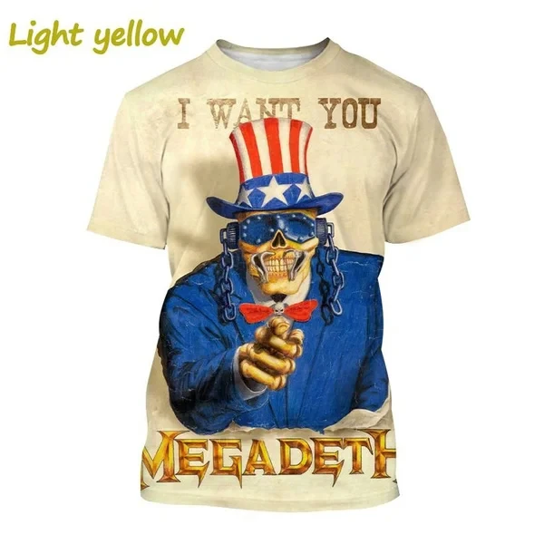 Popular Heavy Metal Rock Band Megadeth 3D Printed Men/Women T-shirts Summer Wild Style Short Sleeve Tee Top Oversized Streetwear