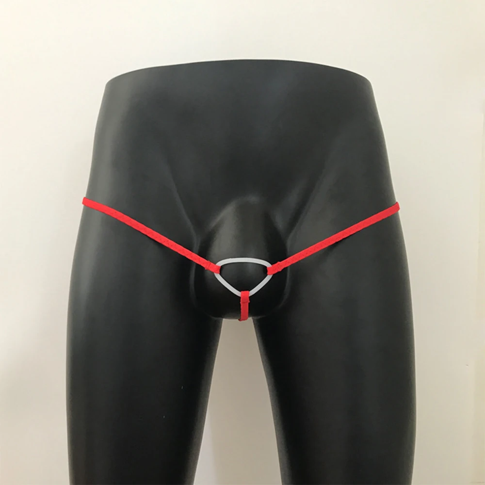 Man Stretch Cock Ring Thongs Male Sexy Penis Hole G-string Men T-back Thongs Erotic Lingerie Thin Strap Panties Underpants