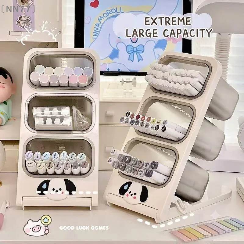 〔NN77〕Cartoon Desktop Pen Marker Storage Rack With Large Capacity And Multi Layer Design For Student Study Desk Art Creation〔W7〕