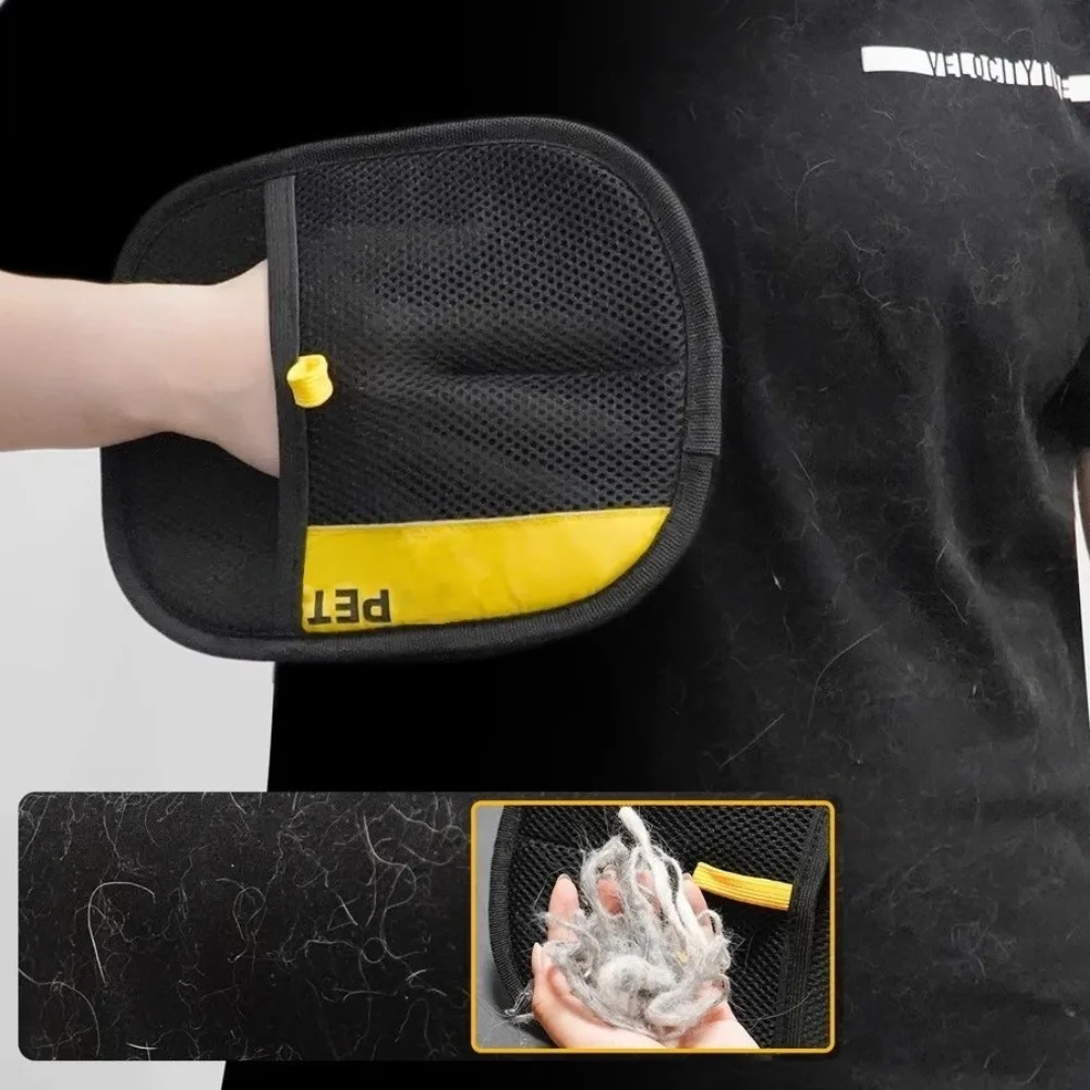 2 قطعة/المجموعة على الوجهين الحيوانات الأليفة الاستمالة قفازات لينة سميكة ثابتة إزالة الغبار فرشاة سوداء متعددة الوظائف إزالة قفازات القط #4