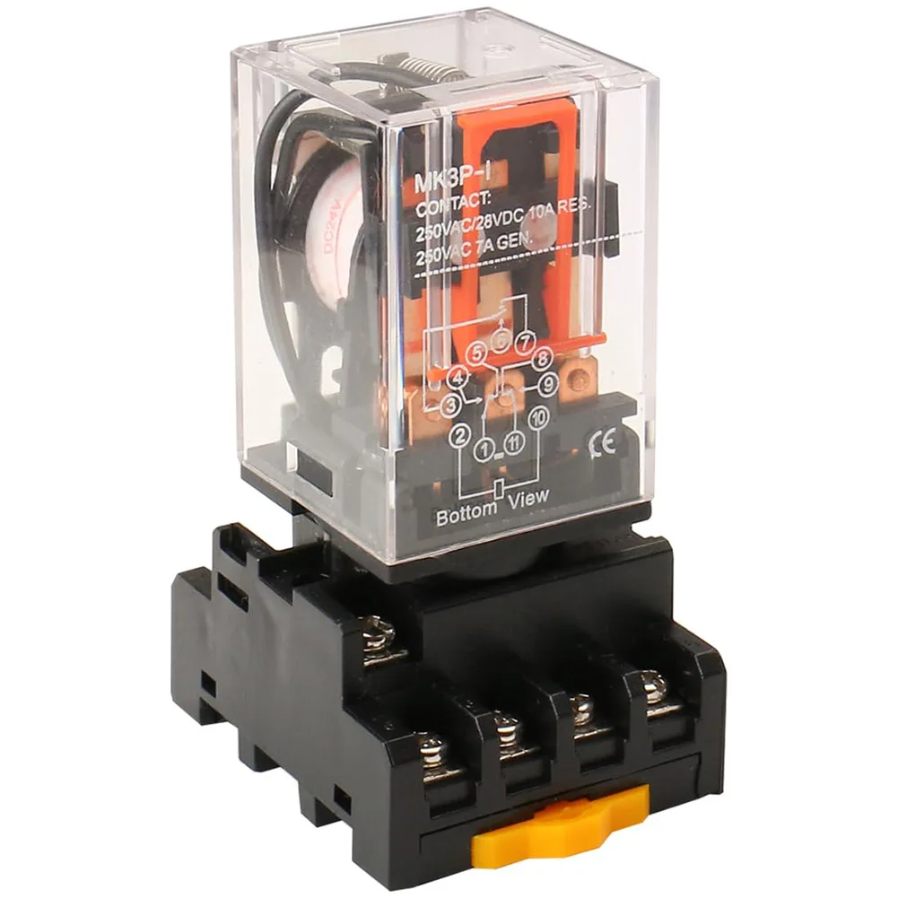 Intermediate Relay MK3P-I MK3P DC 24V DC Relay 11 Pin 10A 250VAC With Socket Base Small Relay Tools Accessories Superior Quality