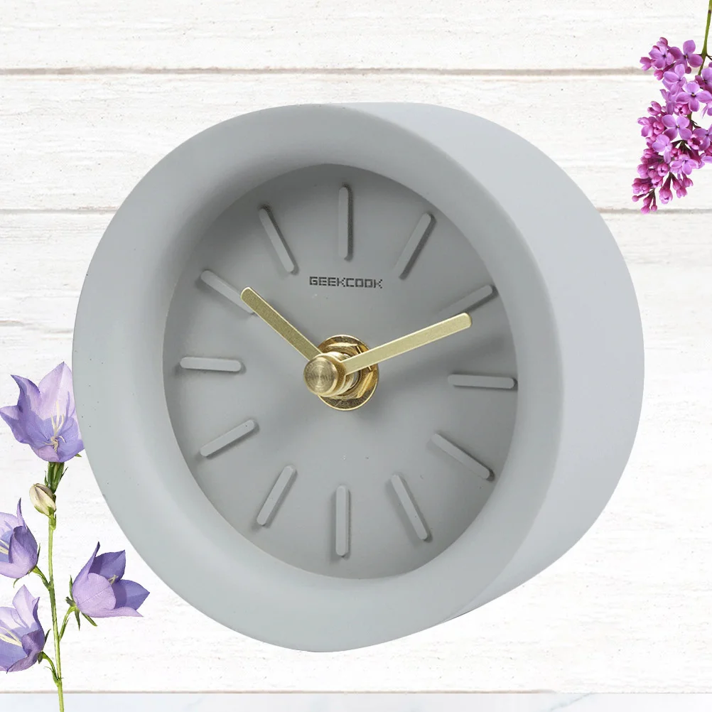 

1Pcs Cement Base Clock Industrial Style Brass Pointer Mute Clock for Home Office Bedroom Living Room Decoration