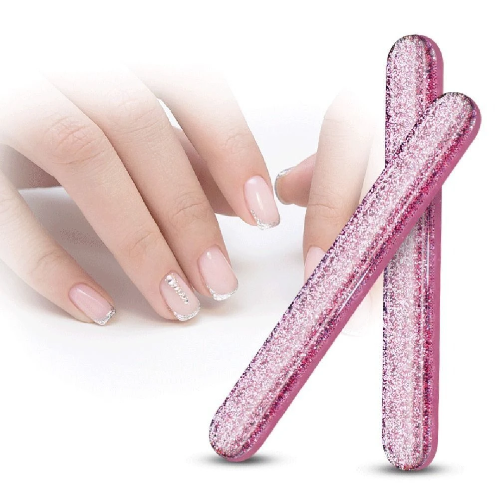 Compact Nano Glass Nail File Glitter Colorful Nail Polishing Strip Double Sided Durable Polishing Stick Women