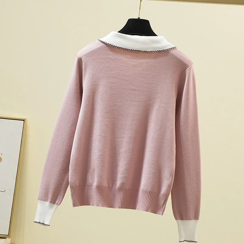 Sueters De Mujer Moda 2023 Women Pink Sweater Autumn Winter Loose Casual Knitted Tops Female Long Sleeve Pullover Warm Sweaters