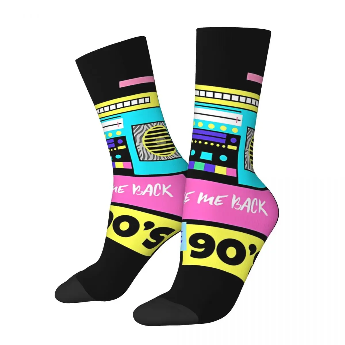 Funny Crazy Sock for Men Take Me Back To The Nineties Harajuku BACK TO THE 90S Quality Pattern Printed Crew Sock Casual Gift