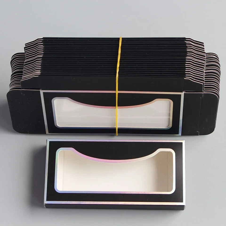 Newest 50 Pcs/Lot Colors Eyelash Cases Box Packaging Bulk Wholesale Black/Pink/Purple Empty Lash Paper Boxes Package