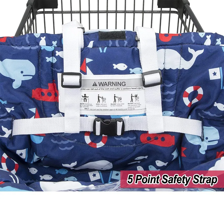 2in1 Shopping Cart and High Chair Cover for Baby with Padded Design Fold'n Roll Portable Style Includes Free Carry Bag Ideal fo