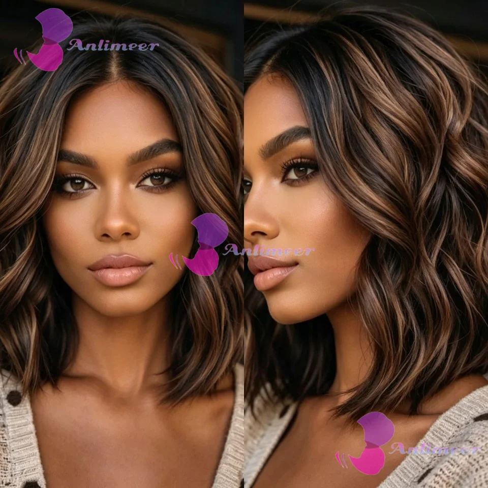 4x4 Lace Closure Wigs Brazilian Pre Plucked 5x5 Silk Top Closure Wigs #4/30 Brown Balayage Human Hair Short Body Wavy Bob Wigs