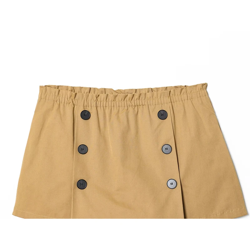 YENKYE voorste knop elastische taille shorts rokken voor dames skort