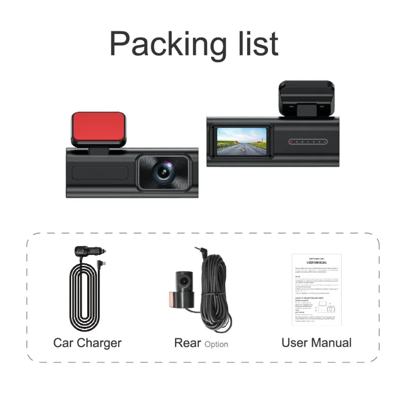 A2124K HD Dash Cam Car Mirror Video Front 4K+Rear+WiFi+GPS+64G Card 20.0million Dual Lens