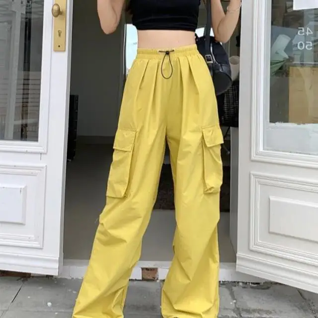   Pantalon décontracté couleur, vêtements de travail rétro pour femmes, taille mi-basse, tissu PVC, autre matériau, Collection hiver 00%