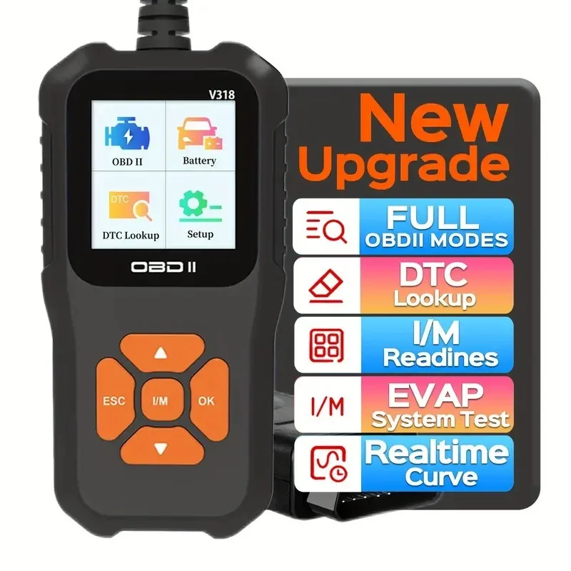 V318 Auto Diagnostic Tool for Car, Scanner, Battery Tester, Clear Flaw Detectors, Support Multiple Languages, OBD2