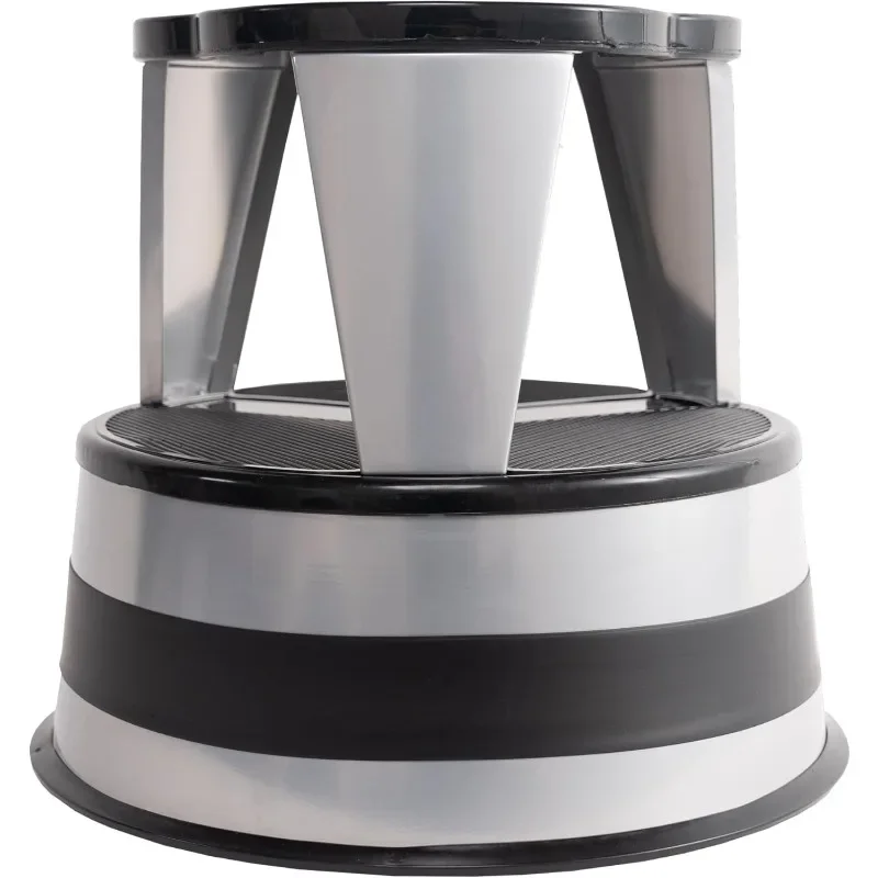 Holds 350 lbs (Silvertone) Kik Step Steel Step Stool - Two Step Stool,