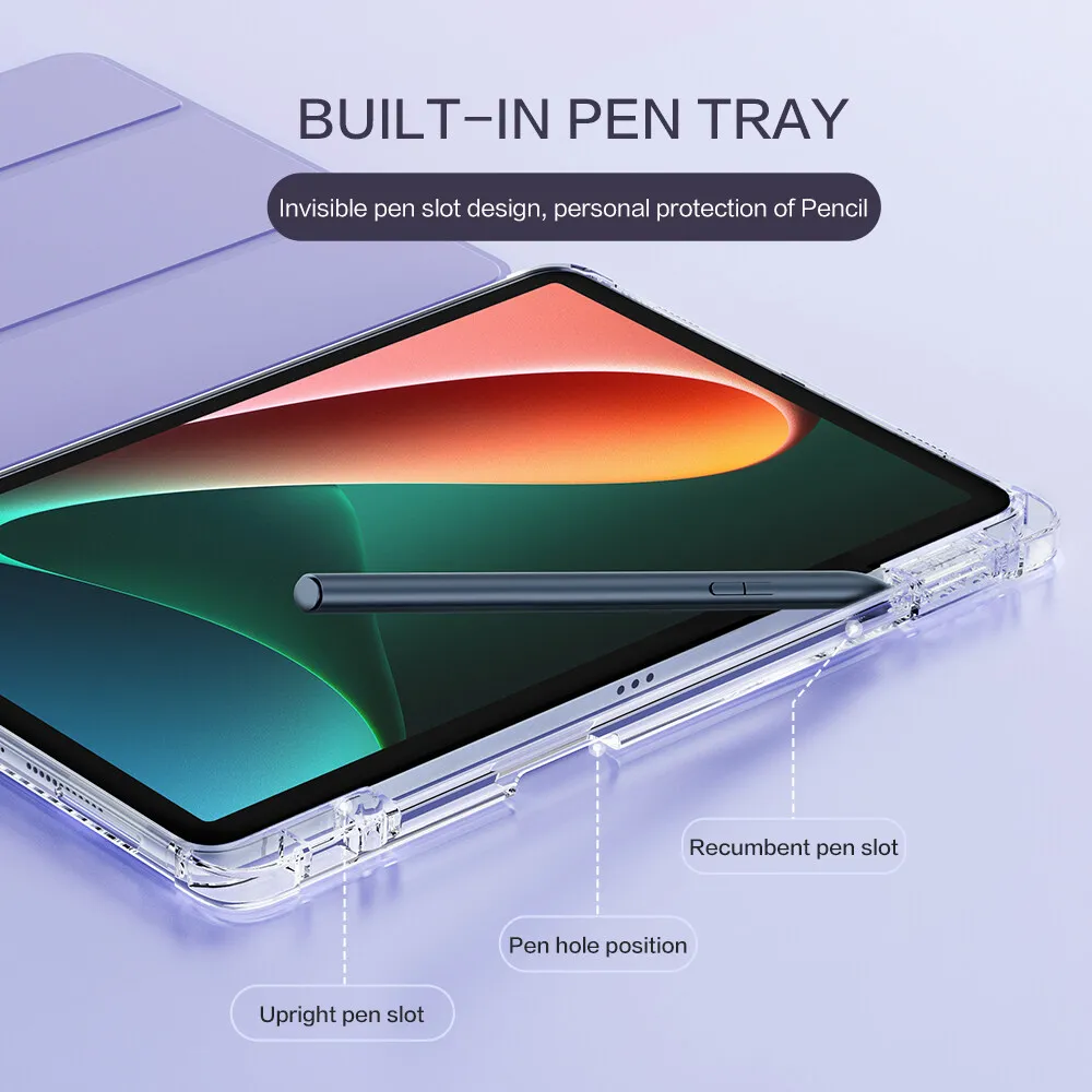 Smartdevil para xiaomi mi almofada 5 caso macio sílica inteligente capa para mi almofada 5 pro com suporte de lápis protetor de tela de vidro temperado