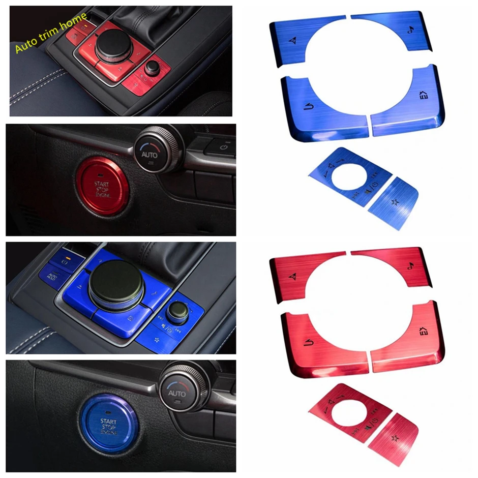 

Start Stop Push Central Control Gear Shift Box Volumn Button Decor Panel Cover Trim For Mazda 3 2019 - 2023 / CX-30 2020 - 2024