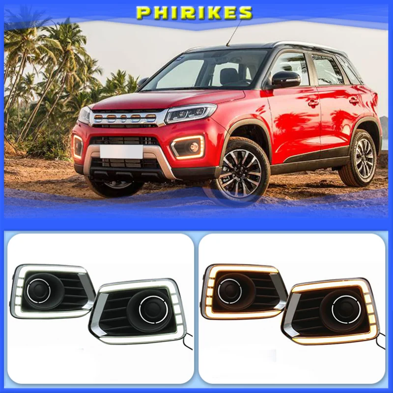

2PCS DRL Fog lamp with yellow Turn Signal For Suzuki Vitara 2020 Car LED Daytime Running Light