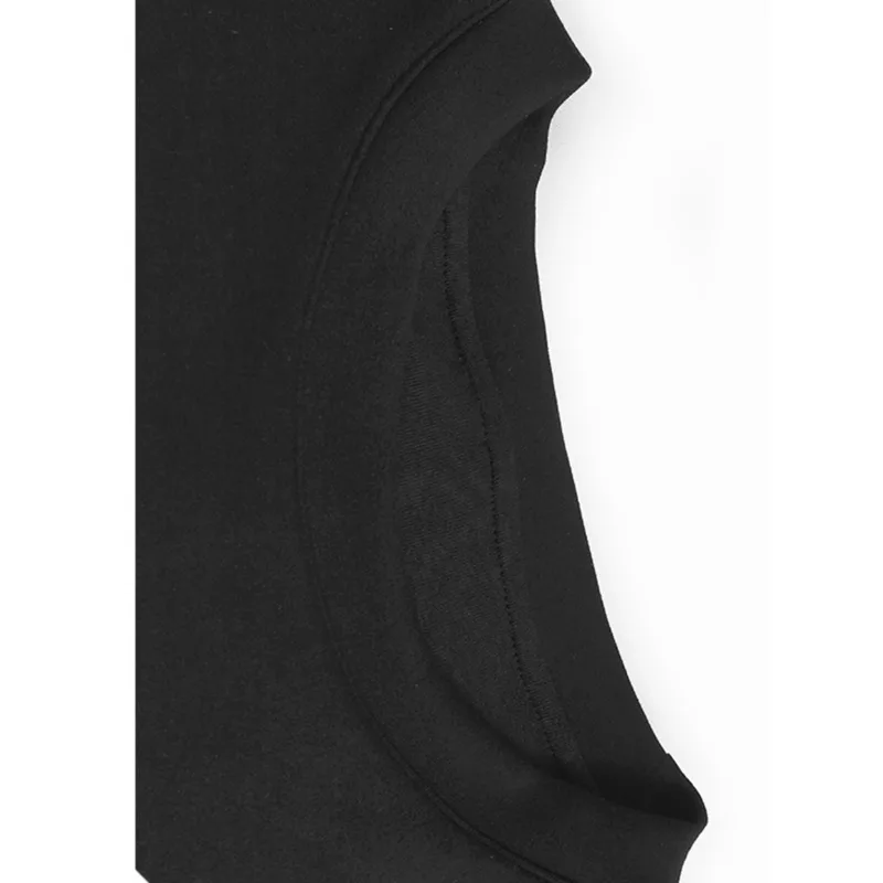 [فايب] فستان نسائي أسود كاذب بحاشية مكشكشة مقاس كبير فستان ميدي جديد برقبة دائرية وأكمام طويلة موضة المد ربيع الخريف 2025