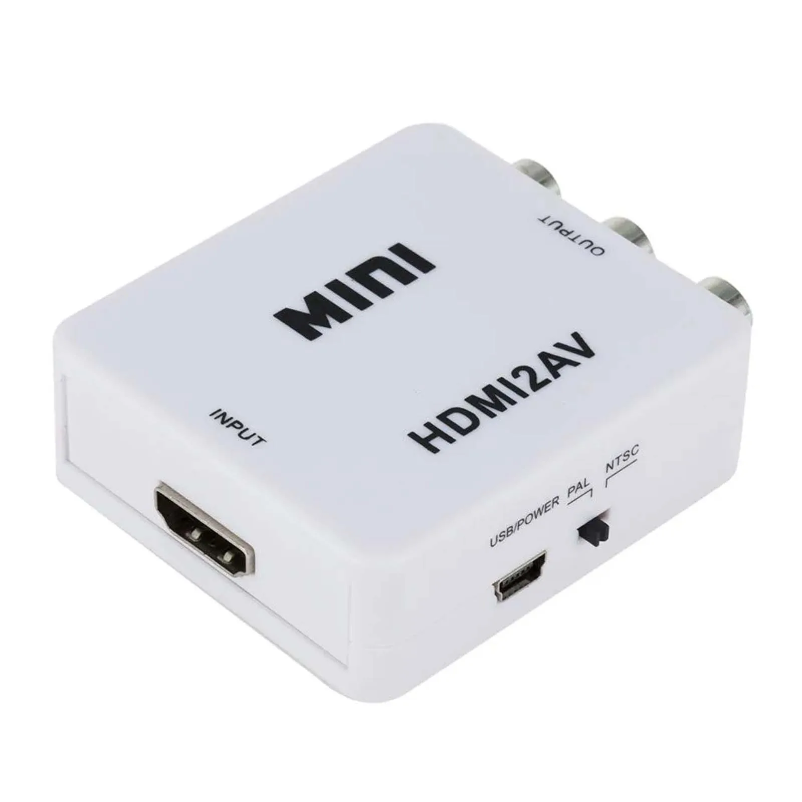 

Mini HDMI to AV Converter, 1080P HDMI2AV Scaler Adapter HD Video Composite Converter Box to RCA AV/CVSB L/R Video for NTSC PAL