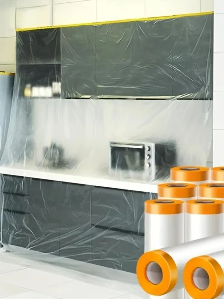 Film de masquage pour peinture de voiture, 12M de Long, 180cm-280cm de largeur, Film de protection en plastique PE pré-adhésif, papier pour meubles, couverture anti-poussière