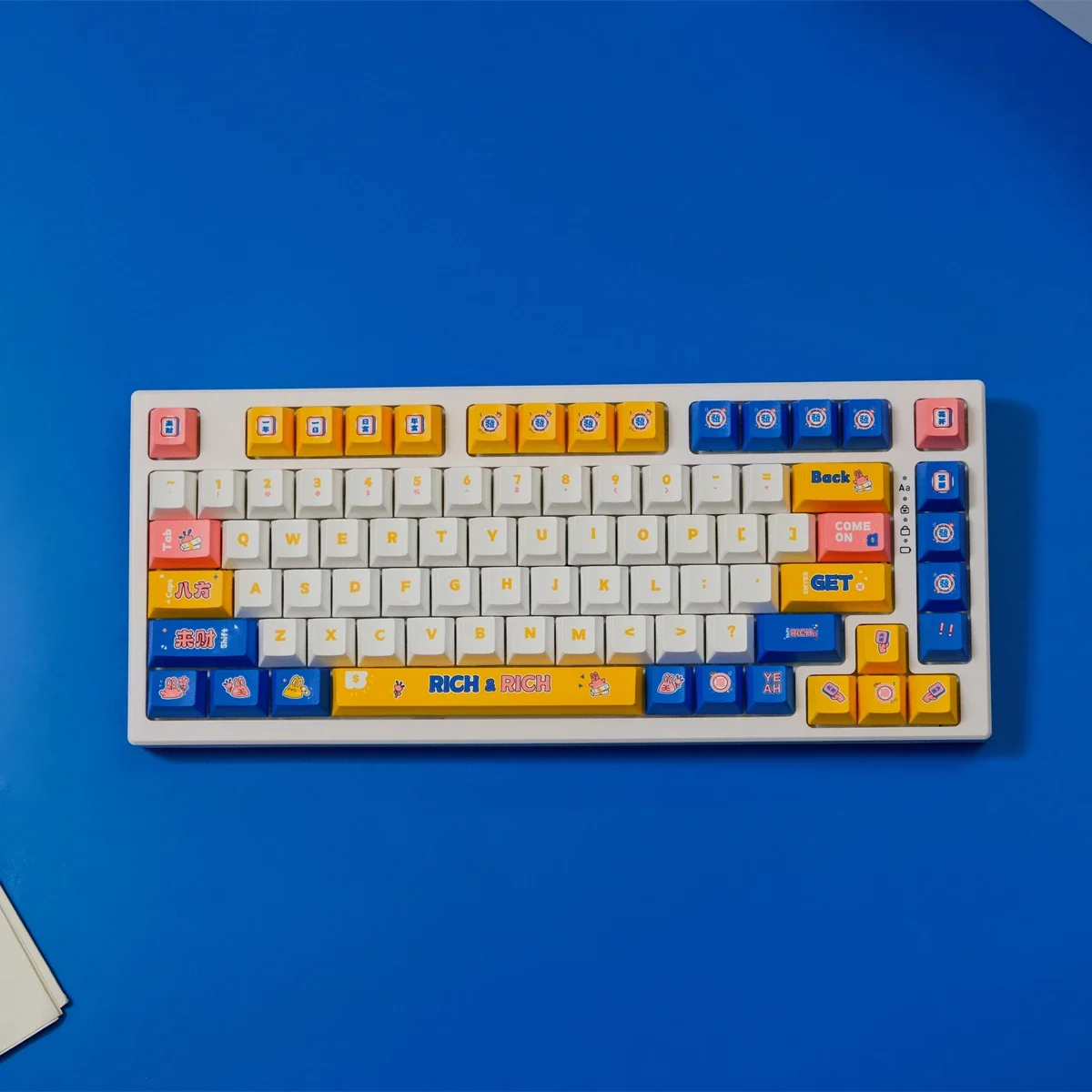 

Bafanglai keycap PBT original factory highly sublimated, mechanical keyboard cap wooting drunk deer, rain 75