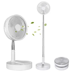 Foldable Fan Rechargeable Usb Desk Table Stand Fan Pedestal Telescopic Storage Adjustable Rechargeable Fan