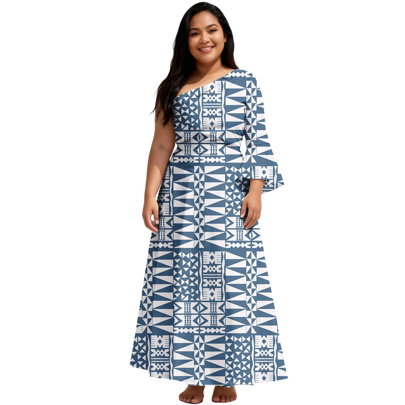 فستان للسيدات بتصميم جزيرة هاواي بشعار مخصص، ملابس ساموا الراقية كبيرة الحجم، فساتين نسائية أنيقة عصرية بولينيزية