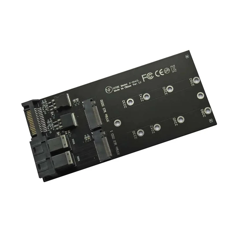 SFF-8643 U.2 에서 Nvme M.2 NGFF SSD 변환 카드 어댑터, SFF-8643 U.2 에서 듀얼 M-키 NVME M2 NGFF SSD 어댑터, 2 포트
