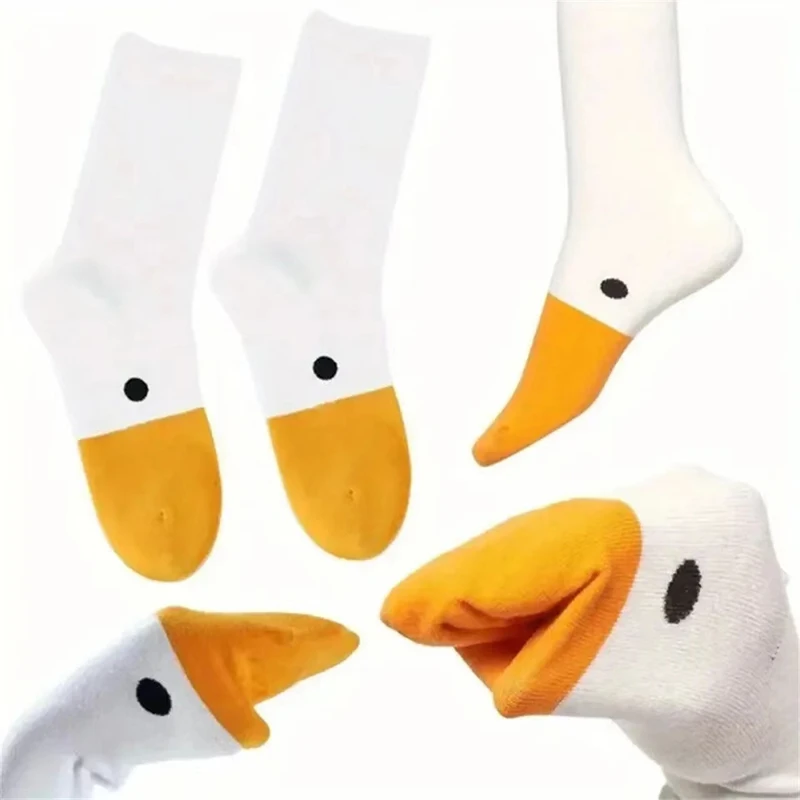 New Funny Goose Duck Printed Socks Fashion Women Cartoon Animal Winter Warm Mid Tube Cotton Sock Sports Creative Casual Sox Gift image 6