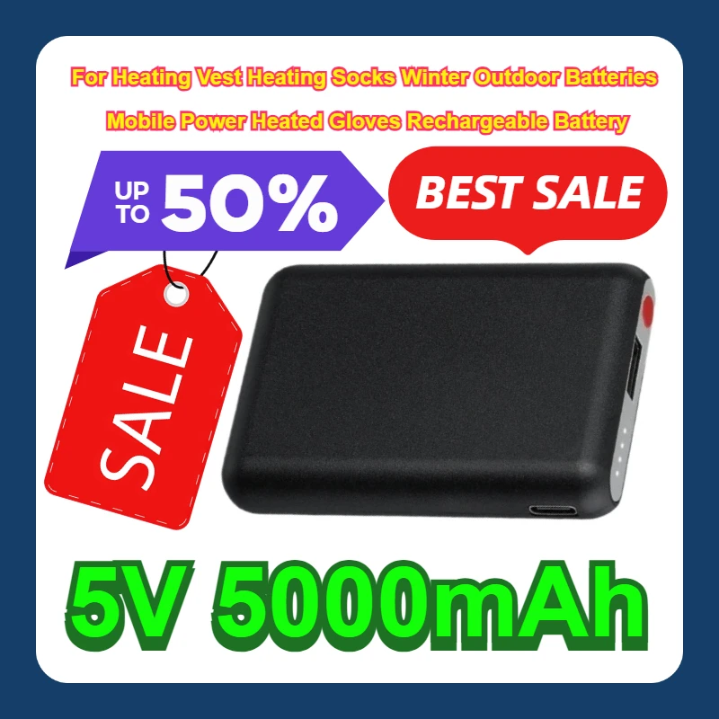 

5V 5000mAh Power Bank For Heating Vest Heating Socks Winter Outdoor Batteries Mobile Power Heated Gloves Rechargeable Battery
