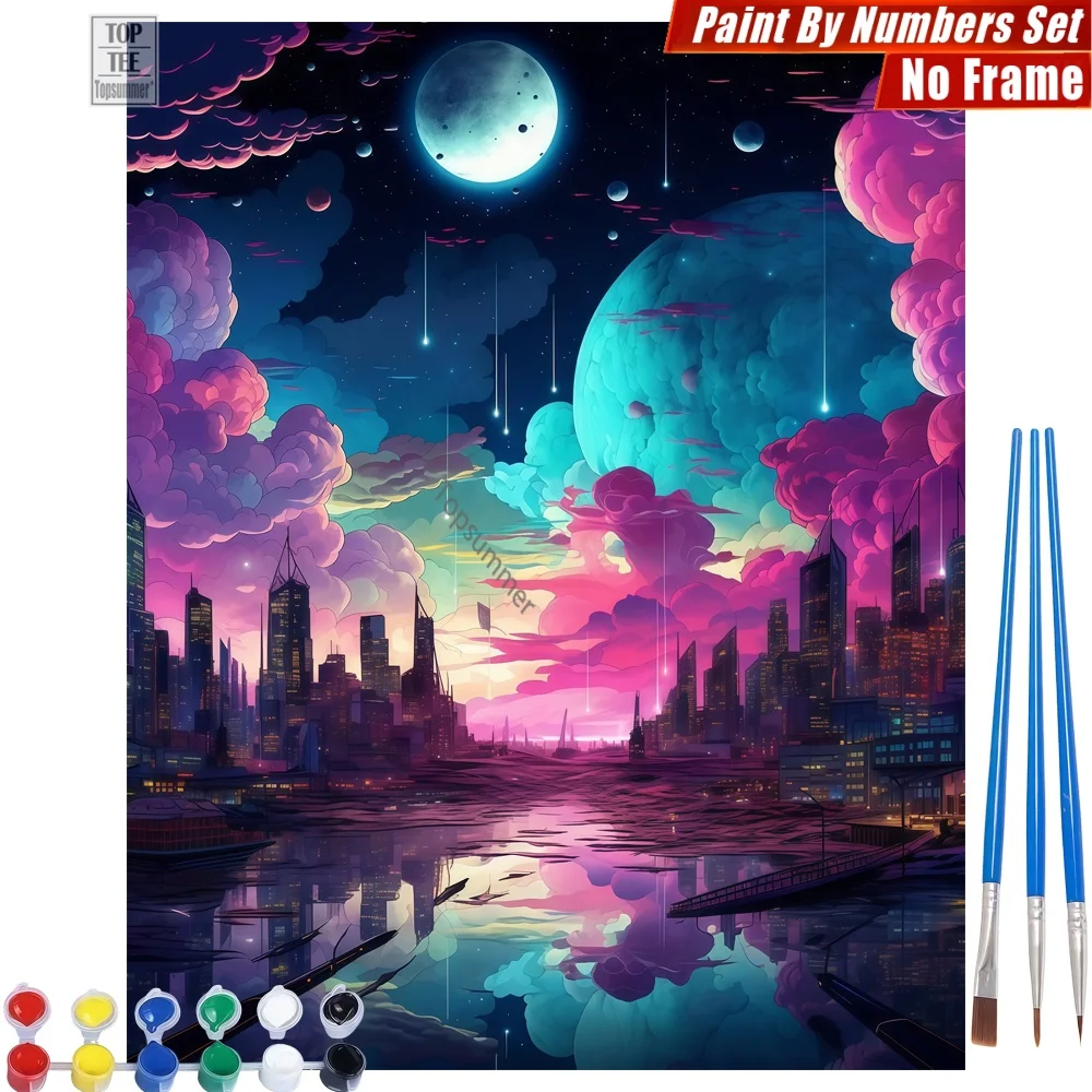 

Future dreamy city Paint By Number Set - Gorgeous bustling neon Family Activities Mother'S Day Gift For Mom
