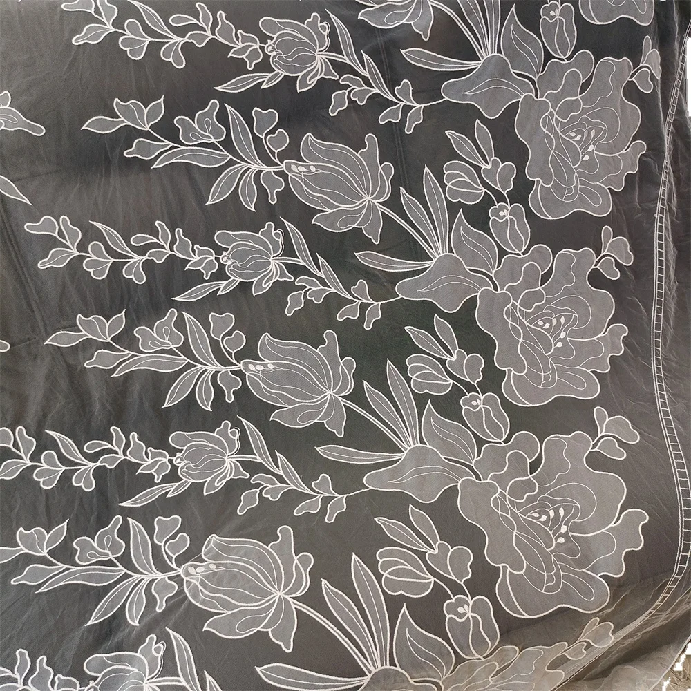 Lace Embroidered Fabric, High-end Design, Hand Sewing, Wedding Dress, Fashion Show, DIY,  White,  New