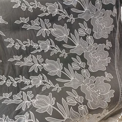 Lace Embroidered Fabric, High-end Design, Hand Sewing, Wedding Dress, Fashion Show, DIY,  White,  New