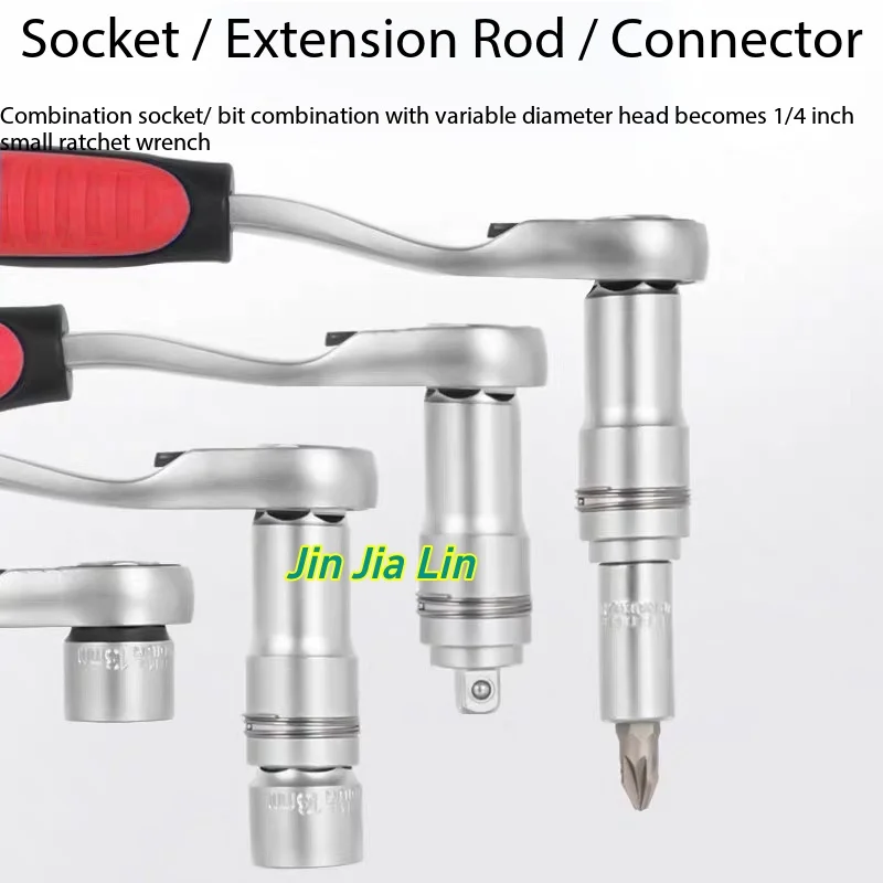 17PCS Through Hole Ratchet Socket Wrench Set,12 Point Hollow Spanner with Extension Bar, Auto Repair Hand Tool Kit