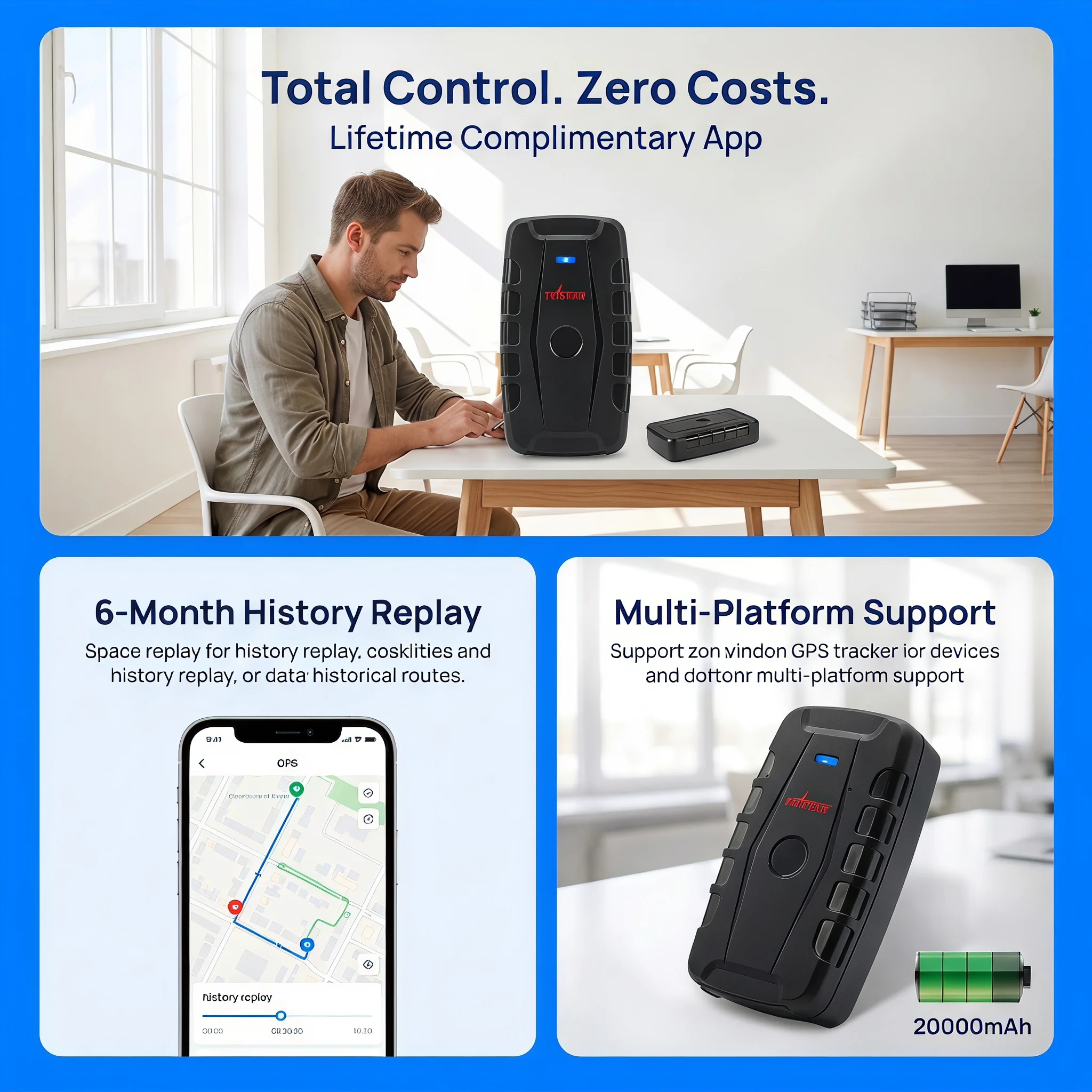 Portable 4G GPS Locator TK918 20000mAh Battery Asset Tracking Device With Free App For Vehicle & Outdoor Mobile Monitoring