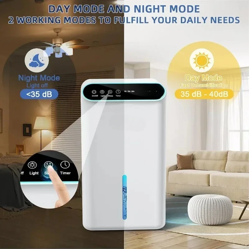 Dehumidifiers for Home, Up to 800 Sq.ft, 86oz Water Tank, Dehumidifiers for Bedroom with Essential Oil Diffuser, 24H Timer