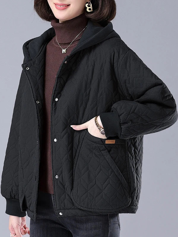 

Trendy Mommy Thiened Cotton Jaet Women's Winter Hooded Coat Large Size Loose Slimming Sandwich Cotton Jaet
