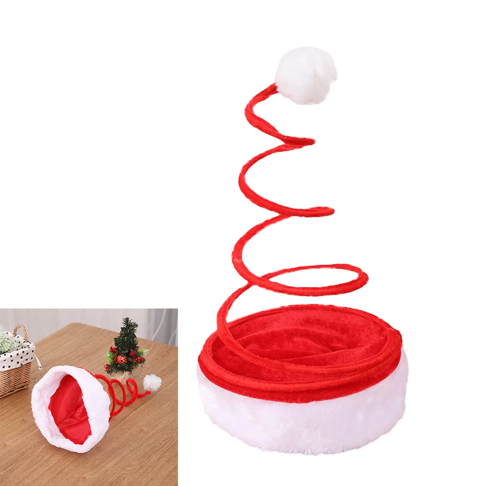 

Santa Hat Christmas Party Favorite Red Spring Coil Design One Size Fits Most Cheerful Costume Prop for Men Women Gathering