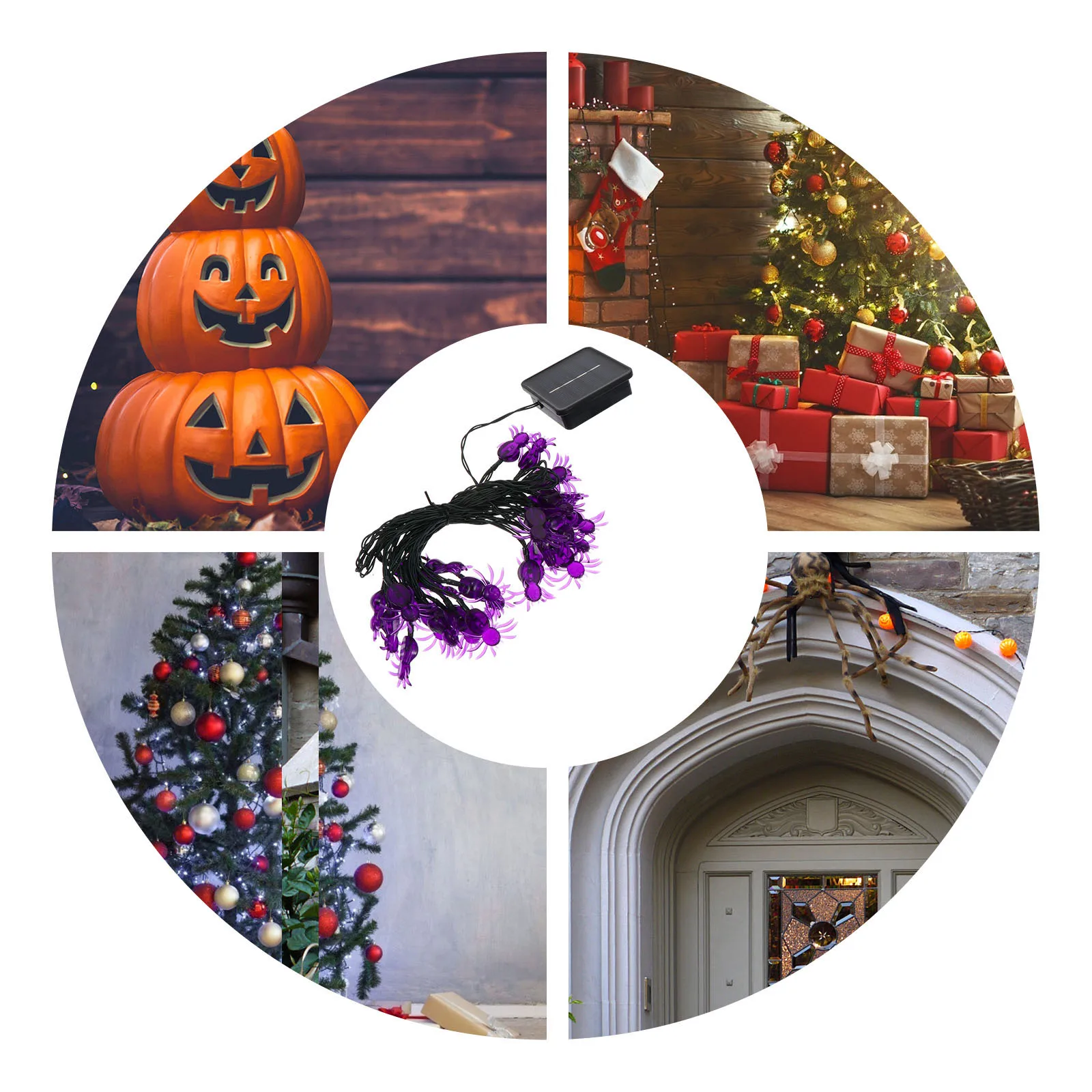 

Solar Spider String Lights Halloween Decorative Purple LED Garden Yard Balcony Lawn Festive Lighting Outdoor Party Supplies
