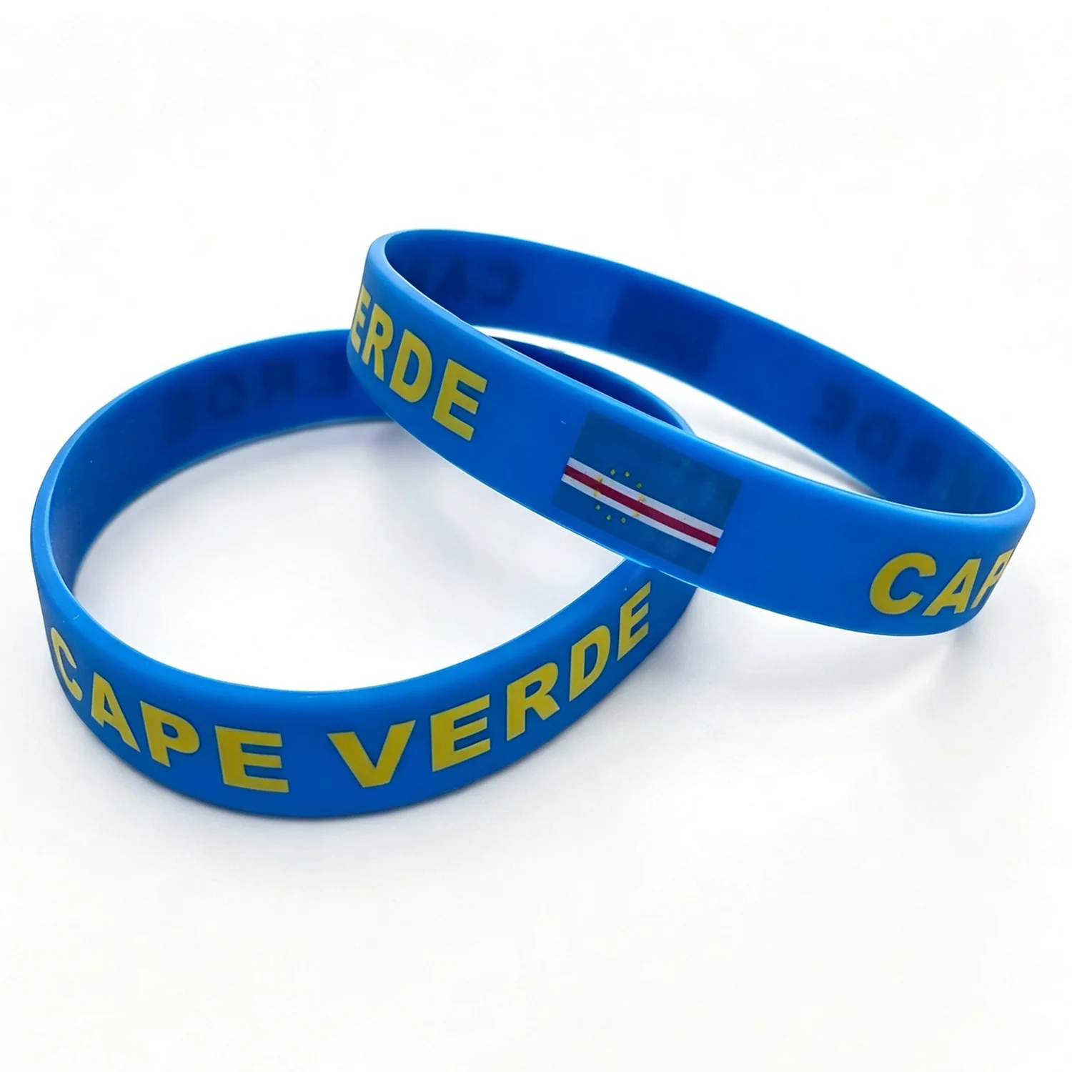 2pcs Cape Verde Silicone Bracelets National Flag Wristband Stretch Rubber Fashionable Wristwear Sport Game Partty gift