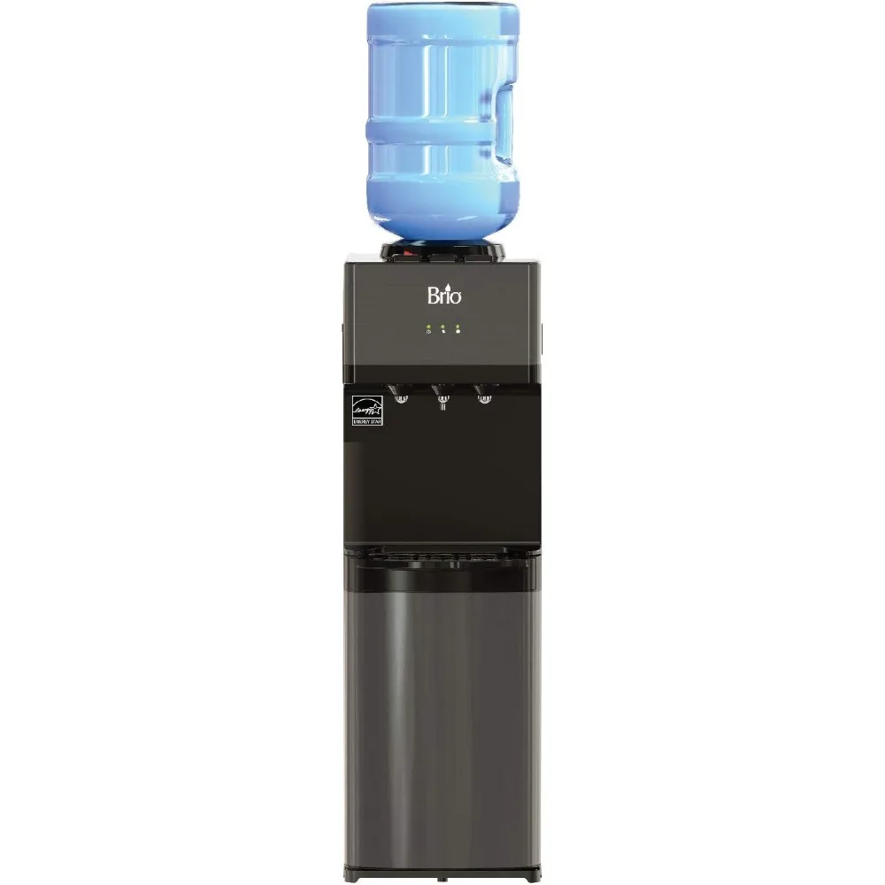 Limited Edition Top Loading Water Cooler Dispenser - Black Stainless Steel - Hot & Cold Water, Child Safety Lock