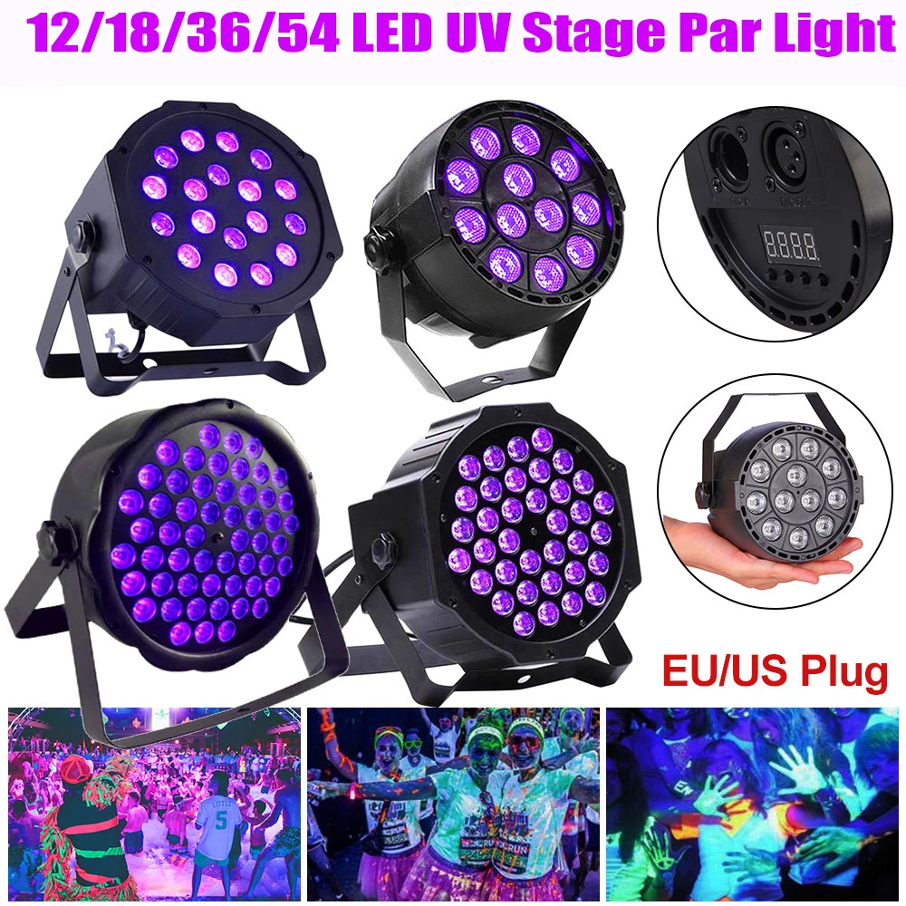 UV LEDステージライト,12/18/36/54led, dmx,サウンド有効化,パーティー,ダンス,DJ,ディスコ,バー用