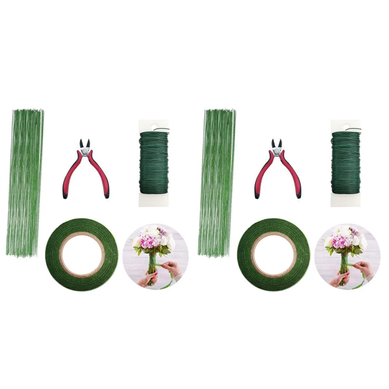 

ABRW-2X Floral Arrangement Tool Kit Floral Tape Stem Wrap Green Stem Wire Floral Wire For Bouquet Stem Wrap Florist