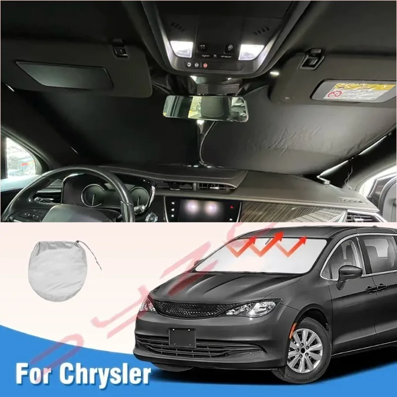 Windshield Sun Shade for Chrysler Voyager Grand Voyager 2000-2019 Window Sunshade Sun Visor Protector Foldable Blocks UV Rays