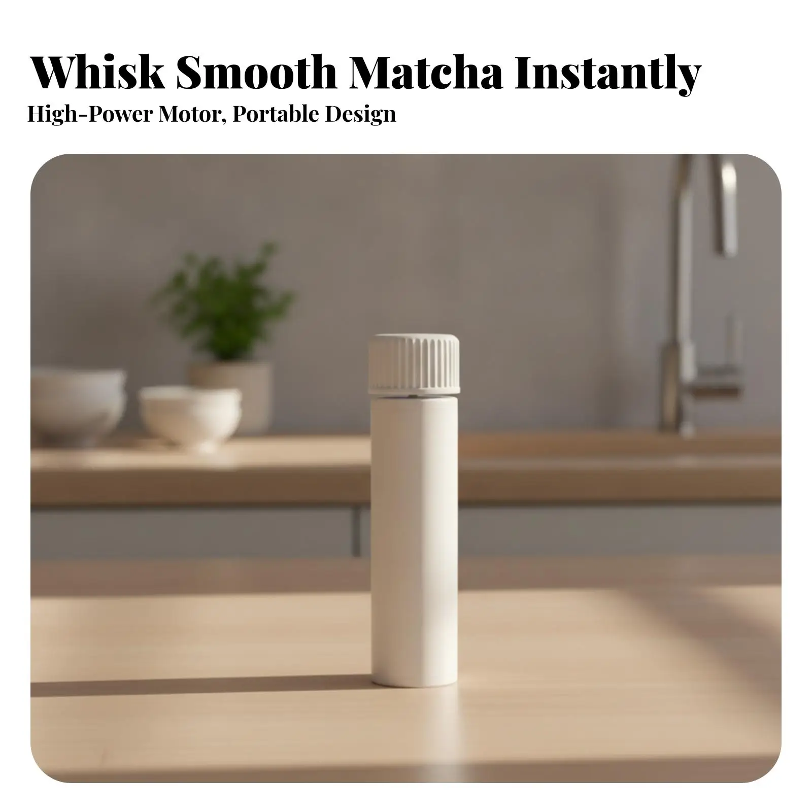 Handheld Electric Matcha Whisk Cylindrical Bamboo Top for Smooth Tea Blending Kitchen Tool