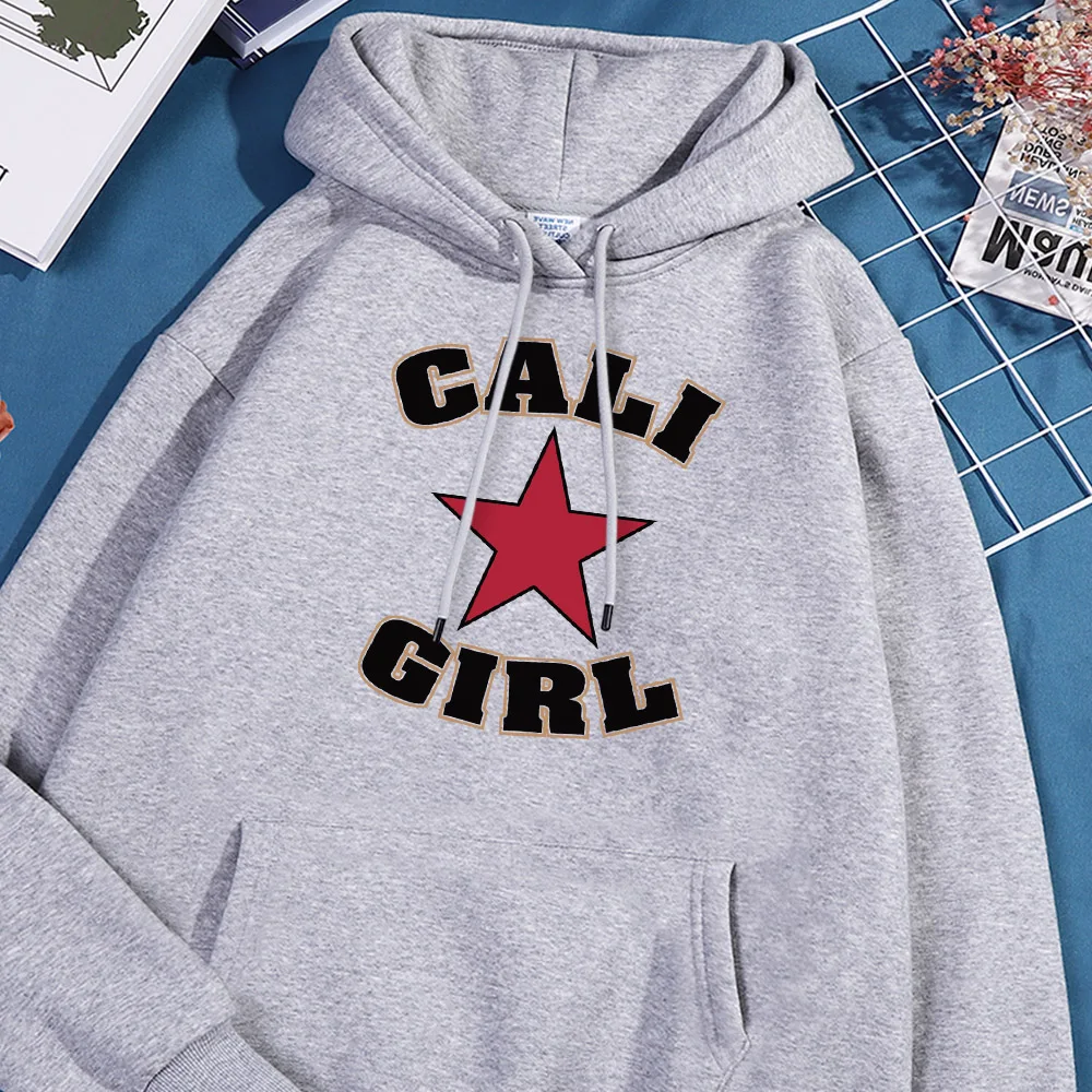 Cali Girl Letter Hoodie Men Five-pointed Star Hoodies Autumn Oversized Fleece Sweatshirt Flexible Comfort Hoody Autumn Man Tops