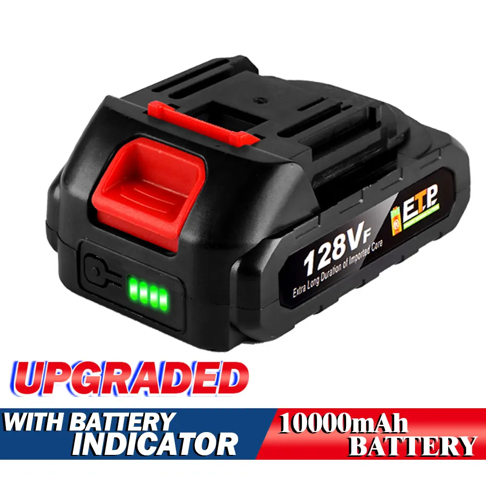 Upgrade 128VF 10000mAh Battery Rechargeable Battery 18V Lithium Battery for Makita 18V B series Battery With Battery Indicator