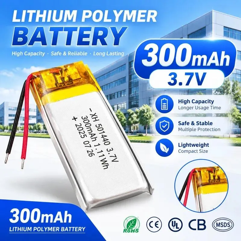 50pcs Customized 3.7V Polymer Lithium Battery Large Capacity Small Rechargeable Battery for Bluetooth Headset Driving Recorder