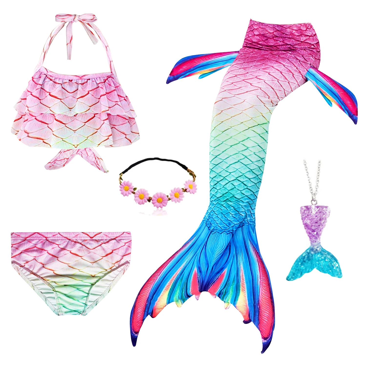 3-12 anni estate sirena Costume da bagno ragazze sirena Costume partito Multicolor principessa Costume da bagno Spa costumi da bagno