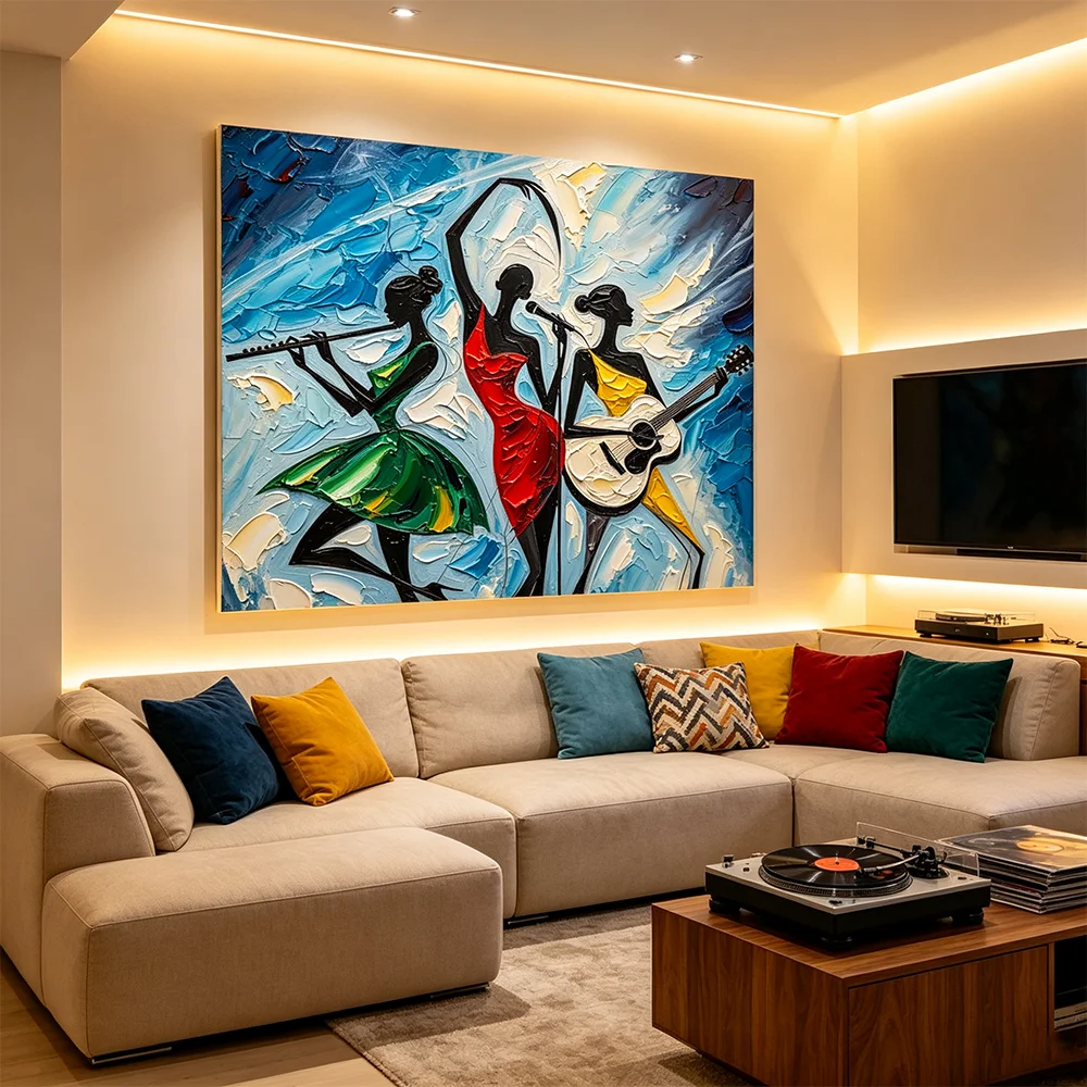 Abstract Portrait Wall Poster for Office Living Room Bedroom Home Decor Band or Musical Group Print Canvas Painting Wall Art
